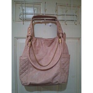 Black Rivet Shoulder Bag,Pink, Goldtone Accents